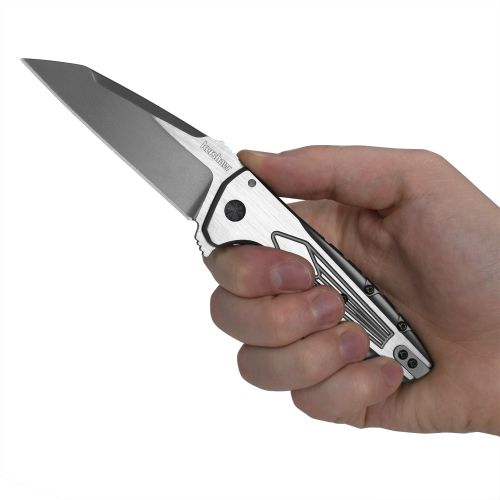  Kershaw Deadline Folding Pocket Knife (1087) 3.8 In. 8Cr13MoV Stainless Steel Blade with 2-Toned Handle, Features Reversible Deep Carry Clip and KVT Ball-Bearing Manual Opening Sys