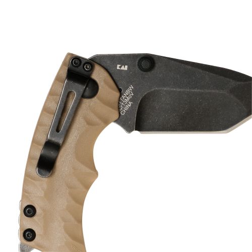  Kershaw Shuffle II Tan Multifunction Folding Pocket Knife (8750TTANBW), 2.6 In. 8 Cr13MoV Stainless Steel Tanto Blade with Blackwash Finish, 3-Position Reversible Pocketclip, 3 oz.