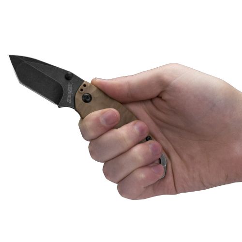  Kershaw Shuffle II Tan Multifunction Folding Pocket Knife (8750TTANBW), 2.6 In. 8 Cr13MoV Stainless Steel Tanto Blade with Blackwash Finish, 3-Position Reversible Pocketclip, 3 oz.