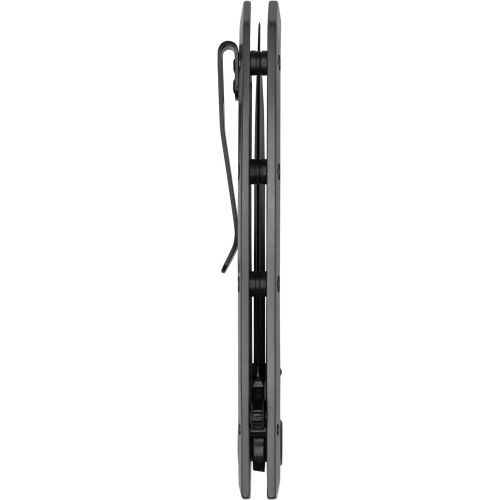  Kershaw Grid Folding Pocket Knife, 3.7 inch Black Serrated Blade, Steel Handle, Pocketclip