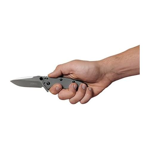  [아마존베스트]Kershaw Cryo Folding Knife (1555TI); 2.75” 8Cr13MoV Steel Blade, Stainless Steel Handle, Titanium Carbo-Nitride Coating, SpeedSafe Assisted Open, Frame Lock, 4-Position Deep-Carry