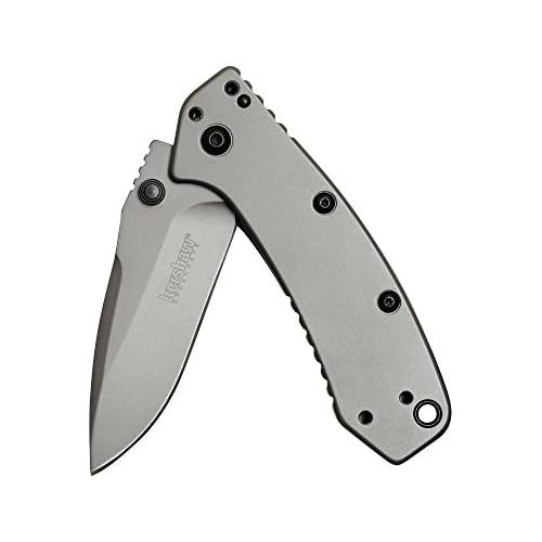  [아마존베스트]Kershaw Cryo Folding Knife (1555TI); 2.75” 8Cr13MoV Steel Blade, Stainless Steel Handle, Titanium Carbo-Nitride Coating, SpeedSafe Assisted Open, Frame Lock, 4-Position Deep-Carry