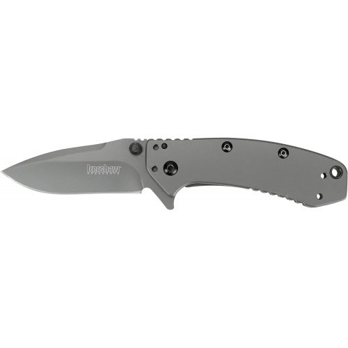  [아마존베스트]Kershaw Cryo Folding Knife (1555TI); 2.75” 8Cr13MoV Steel Blade, Stainless Steel Handle, Titanium Carbo-Nitride Coating, SpeedSafe Assisted Open, Frame Lock, 4-Position Deep-Carry