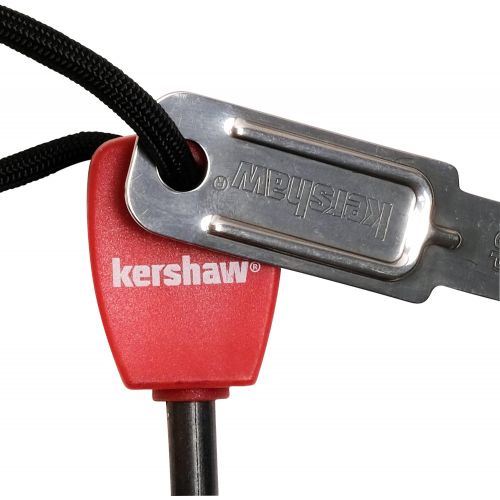  Kershaw Firestarter (1019X), 3.1” High Performance Magnesium Firesteel, Chrome Plated Striker Steel, Up to 3000 Strikes, Waterproof, Easy to Operate, Red Molded Plastic Handle, Nyl