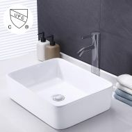Kes KES cUPC Bathroom White Rectangular Vessel Sink Above Counter Countertop Porcelain Bowl Sink for Lavatory Vanity Cabinet Contemporary, BVS110