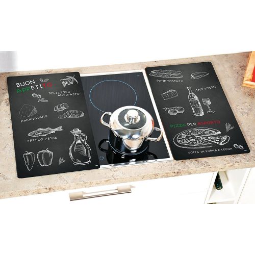  [아마존베스트]Kesper Multi Glass Chopping Board, Set of 2, Restaurant Motif, Hob Cover, Splash Guard