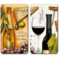 [아마존베스트]KESPER 3653713 Multi Glass Chopping Board Pack of 2 Italy Motif / Hob Cover / Glass Chopping Board / Glass Plate / Splash Guard