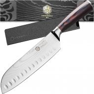 Kessaku 7-Inch Santoku Knife - Samurai Series - Forged High Carbon 7Cr17MoV Stainless Steel - Pakkawood Handle with Blade Guard