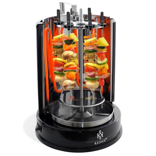  Kesser KESSER Doener Grill Grilling 1400W Kebap Grill Rotisserie Turning Grill BBQ With Rotisserie BBQ Gyros Gyros Kebab Skewers Needle 360°C Heat Distribution/Table Grill in Black