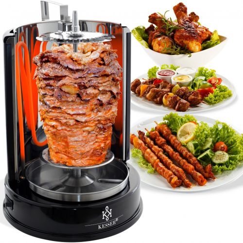  Kesser KESSER Doener Grill Grilling 1400W Kebap Grill Rotisserie Turning Grill BBQ With Rotisserie BBQ Gyros Gyros Kebab Skewers Needle 360°C Heat Distribution/Table Grill in Black