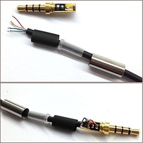  [아마존베스트]Ketdirect Gold 3.5mm 4Pole Male Repair headphone Jack Plug Metal Audio Soldering & Spring