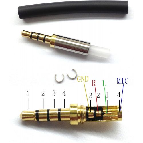  [아마존베스트]Ketdirect Gold 3.5mm 4Pole Male Repair headphone Jack Plug Metal Audio Soldering & Spring