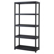 Keter Plastic 5-Tier Shelf, 18 x 36 Ventilated Resin Unit, Black