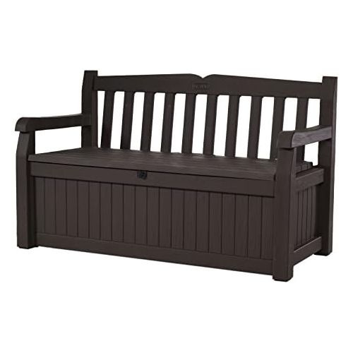  [아마존 핫딜] [아마존핫딜]Keter Eden 70 Gallon Storage Bench Deck Box for Patio Decor and Outdoor Seating, Brown