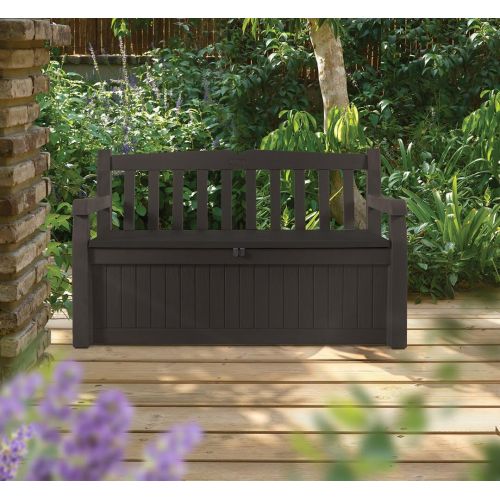  [아마존 핫딜] [아마존핫딜]Keter Eden 70 Gallon Storage Bench Deck Box for Patio Decor and Outdoor Seating, Brown