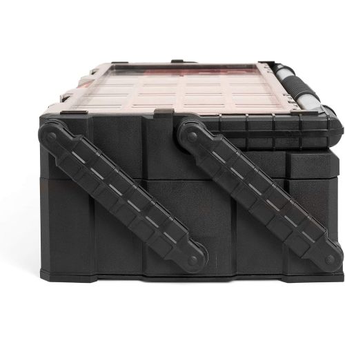  [아마존베스트]Keter 22 Inch Resin Cantilever Tool Box with 27 Removable Compartments  Perfect Organization and Storage for Assorted Nails, Screws, Hardware, Nuts and Bolts, Black