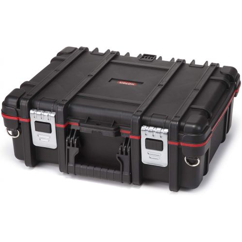  [아마존베스트]Keter Resin Technician Portable Tool Box Organizer with Cushioned Dividers for Small Parts and Hardware Storage, Black/Red