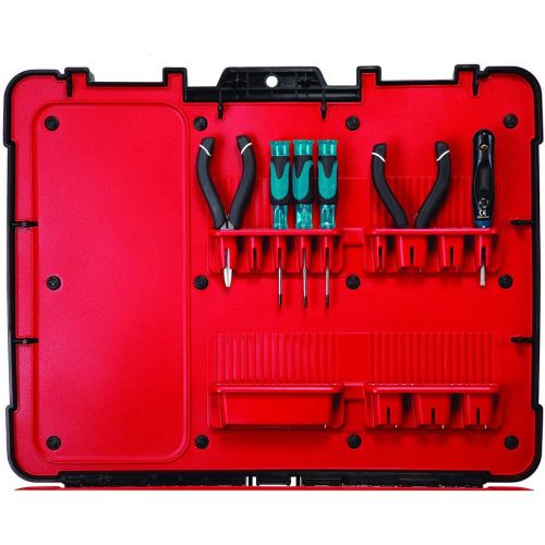  [아마존베스트]Keter Resin Technician Portable Tool Box Organizer with Cushioned Dividers for Small Parts and Hardware Storage, Black/Red