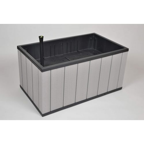  Keter 23.24 Gallon Sequoia Outdoor Resin Self Watering Garden Bed with Drainage, Medium, Grey