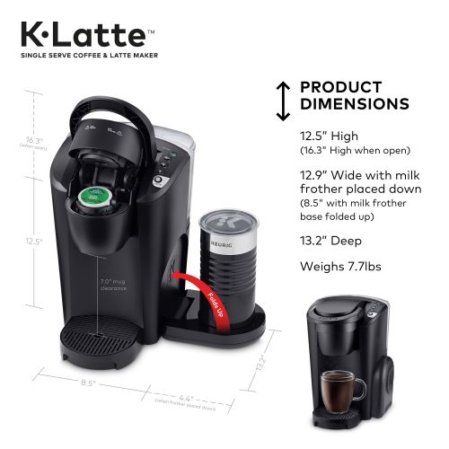  Keurig K-Latte Single Serve K-Cup Coffee and Latte Maker, Comes with Milk Frother, Compatible With all Keurig K-Cup Pods, Black