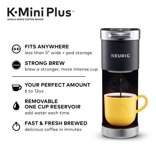  Keurig K-Mini Plus Single Serve K-Cup Pod Coffee Maker, Stores up to 9 K-Cup Pods, Black