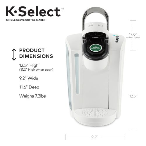  Keurig K-Select Single Serve, K-Cup Pod Coffee Maker, Matte White