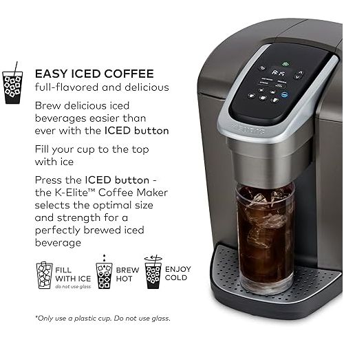  Keurig K-Elite Single-Serve K-Cup Pod Coffee Maker, Brushed Slate, 12 oz. Brew Size