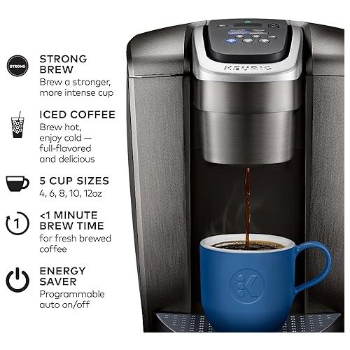  Keurig K-Elite Single-Serve K-Cup Pod Coffee Maker, Brushed Slate, 12 oz. Brew Size