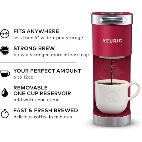  Keurig K-Mini Plus Single Serve K-Cup Pod Coffee Maker, Cardinal Red