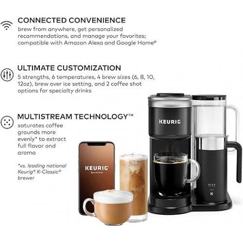  Keurig K-Cafe SMART Single Serve K-Cup Pod Coffee, Latte and Cappuccino Maker, Black