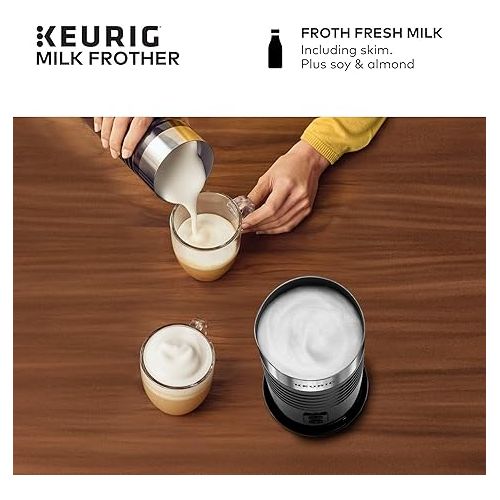  Keurig Standalone Frother Works Non-Dairy Milk, Hot and Cold Frothing, 6 Oz, Black