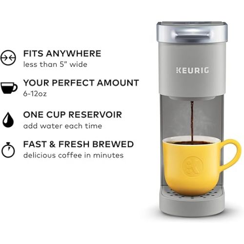  Keurig K-Mini Single Serve Coffee Maker, Studio Gray, 6 to 12 oz. Brew Sizes