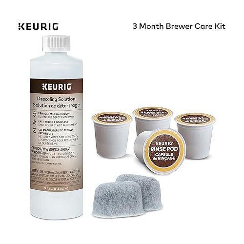  Keurig 3-Month Brewer Maintenance Kit Includes Descaling Solution, Water Filter Cartridges & Rinse Pods, Compatible Classic/1.0 & 2.0 K-Cup Coffee Makers, 7 Count