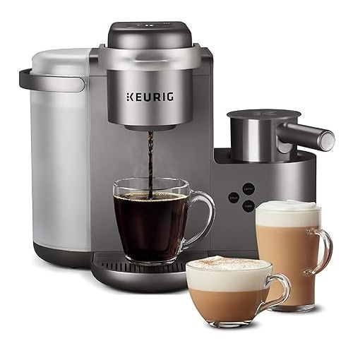 Keurig K-Cafe Special Edition Coffee Maker with Latte and Cappuccino Functionality - Convenient Brewing - (Nickel) Bundle with Donut Shop Medium Roast Coffee Pods and Cleaning Cups (3 Items)
