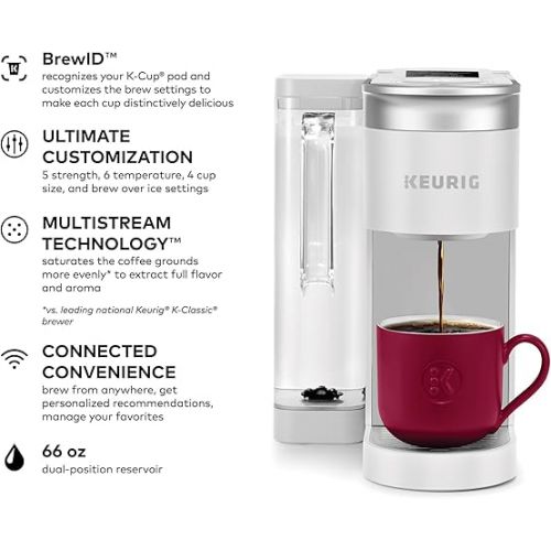  Keurig K-Supreme SMART Coffee Maker, MultiStream Technology, Brews 6-12oz Cup Sizes, White