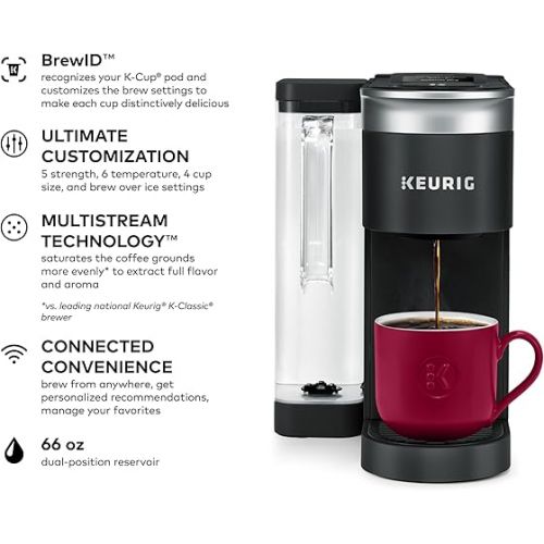  Keurig K-Supreme SMART Coffee Maker, MultiStream Technology, Brews 6-12oz Cup Sizes, Black