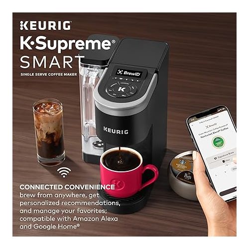  Keurig K-Supreme SMART Coffee Maker, MultiStream Technology, Brews 6-12oz Cup Sizes, Black