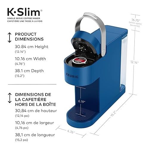  Keurig K-Slim Single Serve K-Cup Pod Coffee Maker, Featuring Simple Push Button Controls And MultiStream Technology, Twilight Blue