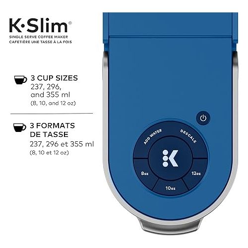  Keurig K-Slim Single Serve K-Cup Pod Coffee Maker, Featuring Simple Push Button Controls And MultiStream Technology, Twilight Blue