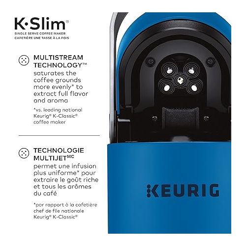  Keurig K-Slim Single Serve K-Cup Pod Coffee Maker, Featuring Simple Push Button Controls And MultiStream Technology, Twilight Blue