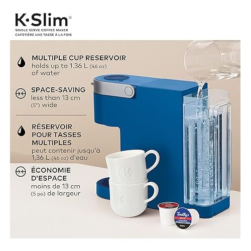  Keurig K-Slim Single Serve K-Cup Pod Coffee Maker, Featuring Simple Push Button Controls And MultiStream Technology, Twilight Blue