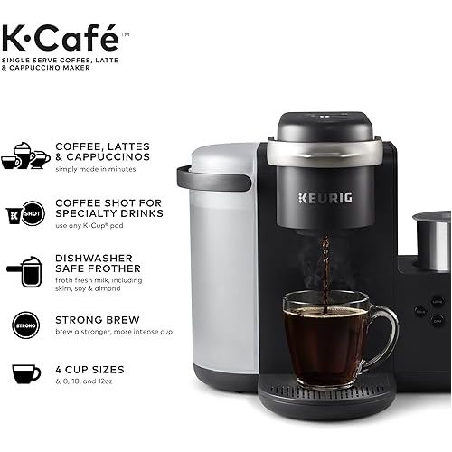  Keurig K-Cafe Single Serve K-Cup Coffee, Latte and Cappuccino Maker, Dark Charcoal