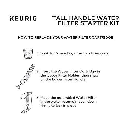  Keurig Tall Handle Water Filter Starter Kit, Comes with Handle and 2 Replacement Water Filters, Compatible with Select Keurig Coffee Makers