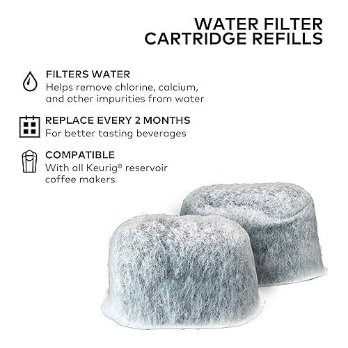  Keurig Water Filter Refill Cartridges, Replacement Water Filter Cartridges, Compatible with 2.0 K-Cup Pod Coffee Makers, 6 Count