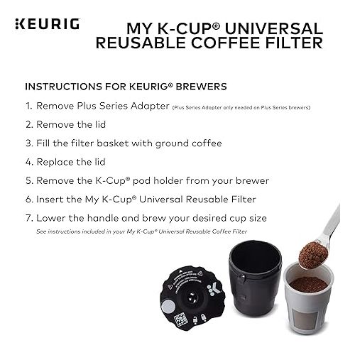  Keurig My K-Cup Reusable K-Cup Pod Coffee Filter, Compatible with All 2.0 Keurig K-Cup Pod Coffee Makers, 1 Count, Black