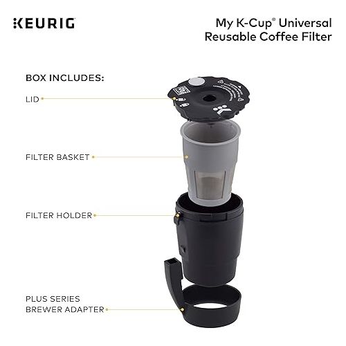  Keurig My K-Cup Reusable K-Cup Pod Coffee Filter, Compatible with All 2.0 Keurig K-Cup Pod Coffee Makers, 1 Count, Black