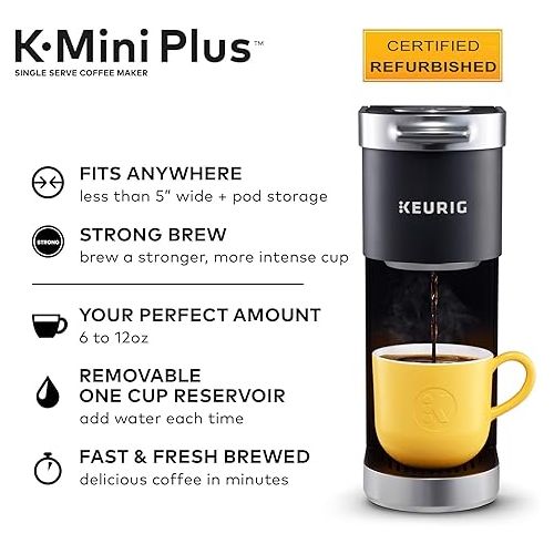  Keurig K-Mini Plus Coffee Maker, Certified Refurbished, Black (Renewed)