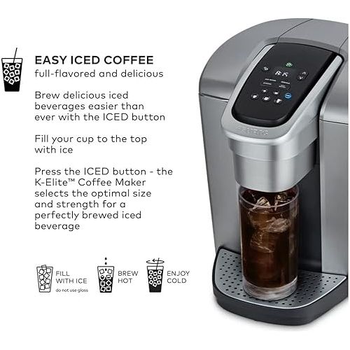  Keurig K-Elite Single Serve K-Cup Pod Programmable Coffeemaker (Brushed Silver)