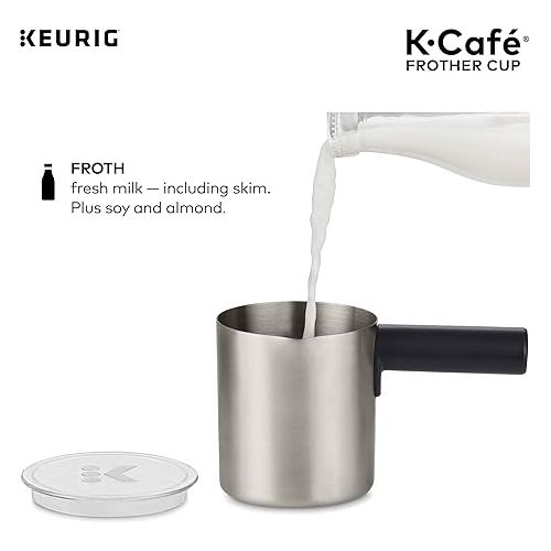  Keurig Works Non-Dairy Milk, Hot and Cold Frothing, Compatible K-Cafe Coffee Makers Only,34 ounce, Charcoal Frother