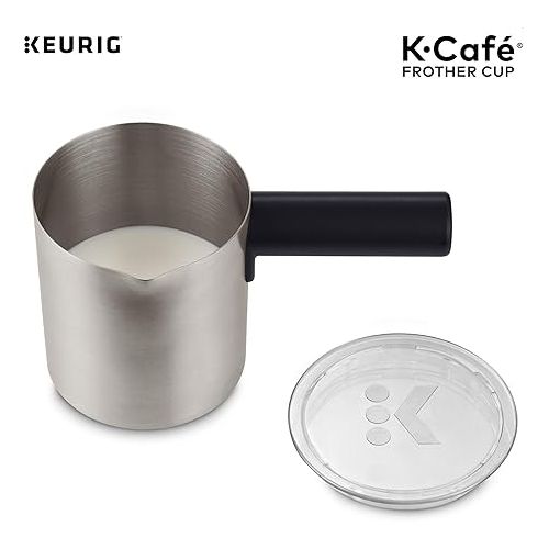  Keurig Works Non-Dairy Milk, Hot and Cold Frothing, Compatible K-Cafe Coffee Makers Only,34 ounce, Charcoal Frother